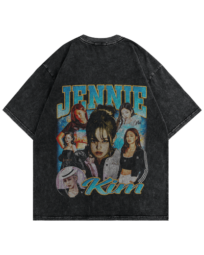 Jennie Kim Vintage Oversized Tshirt Back Side