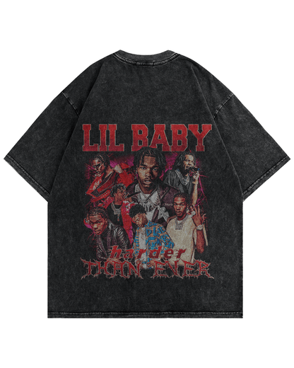 Lil Baby Vintage Oversized Tshirt Back Side