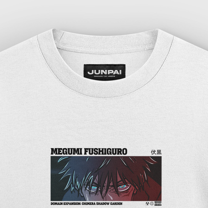 Megumi Fushiguro Tshirt, Front Side Closeup, Color White