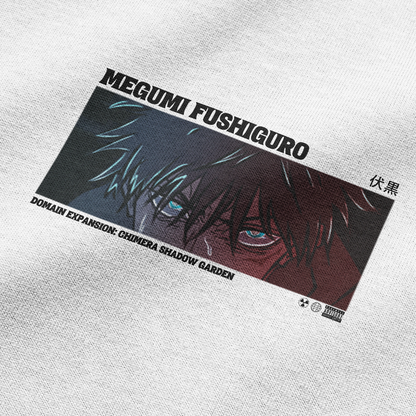 Megumi Fushiguro Tshirt, Front Side Super Closeup, Color White