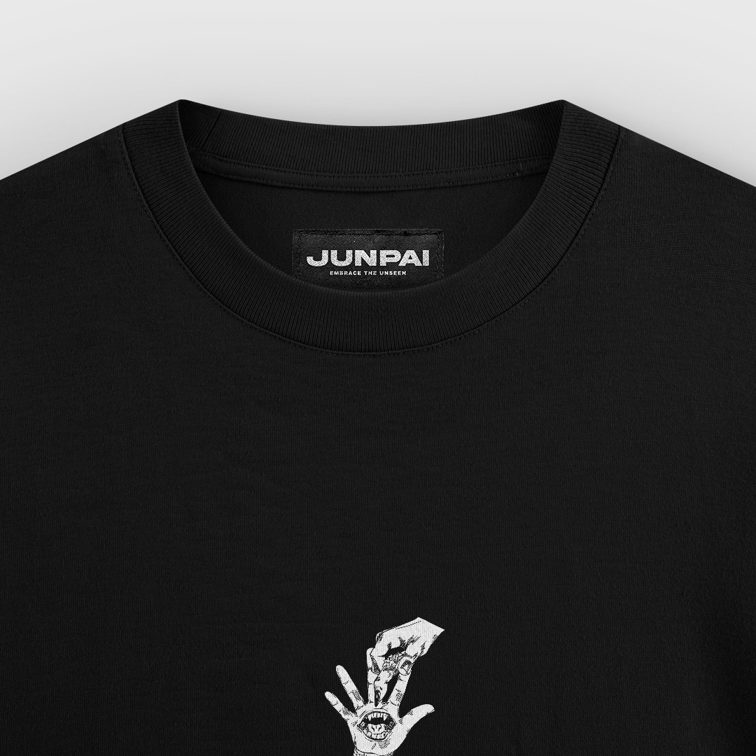 Ryomen Sukuna Tshirt, Front Side Closeup, Color Black