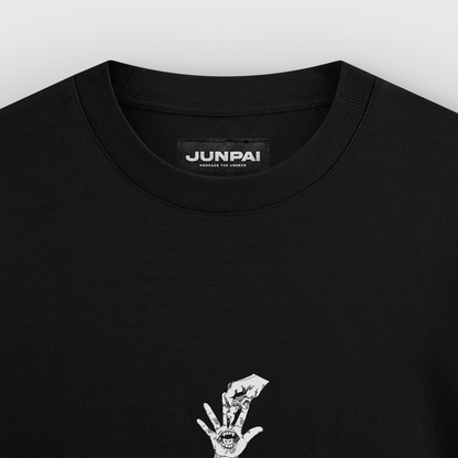 Ryomen Sukuna Tshirt, Front Side Closeup, Color Black